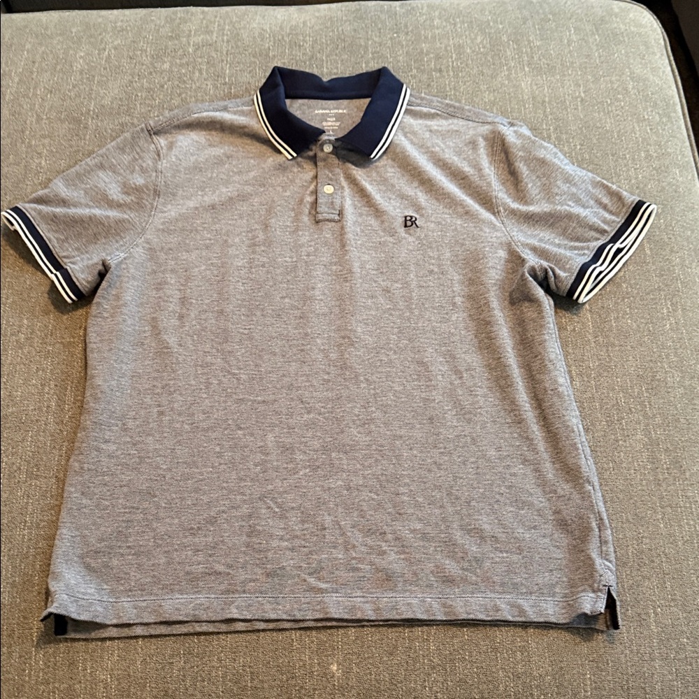 Banana Republic Factory Navy Trim Gray Polo